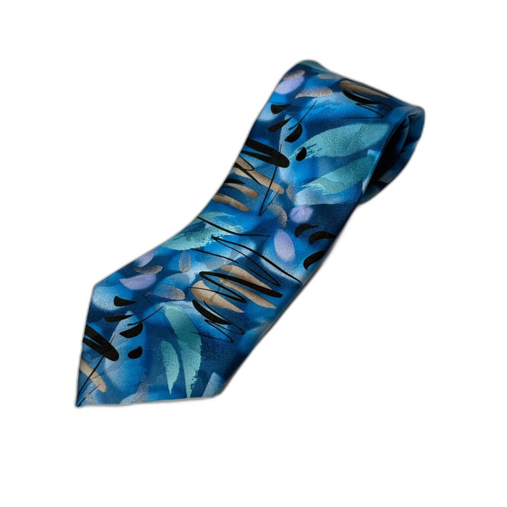 J. Garcia Jerry Garcia Silk Tie Banyan Trees II Collection 58 Blue Abstract